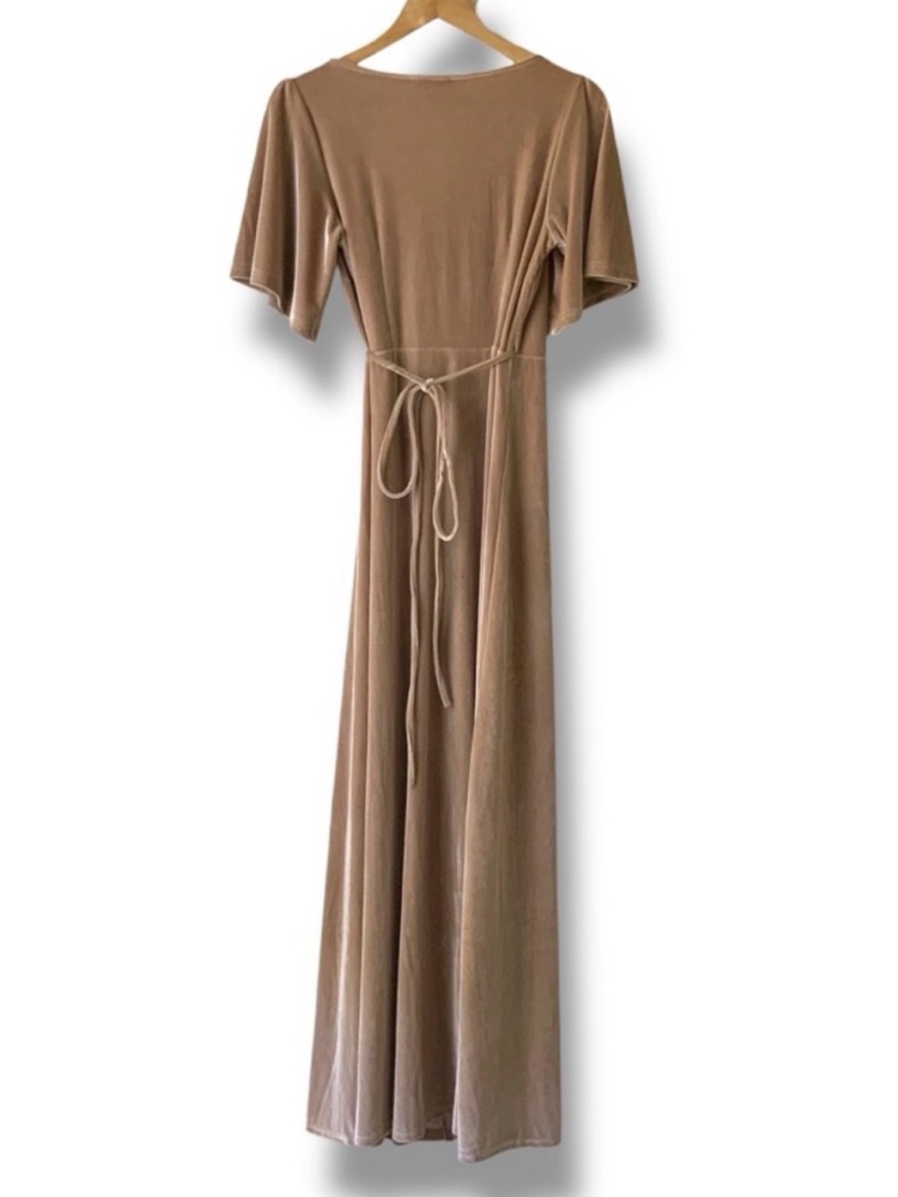 NWT BALTIC BORN Velvet Wrap Maxi Dress Taupe Tan Small - Picture 4 of 14